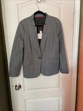 Talbots Gray Textured Single-Button Blazer NWT